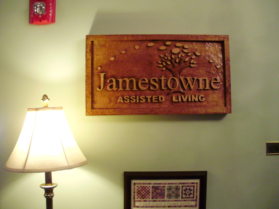 Jamestowne Assisted Living Sign Wood Carvings 