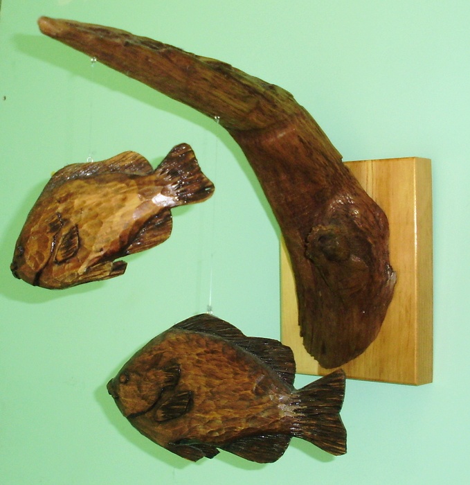 Hand Carved Fish Mobile Wood Carvings 
