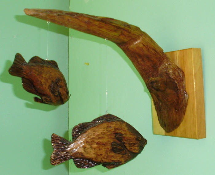 Hand Carved Fish Mobile Wood Carvings 