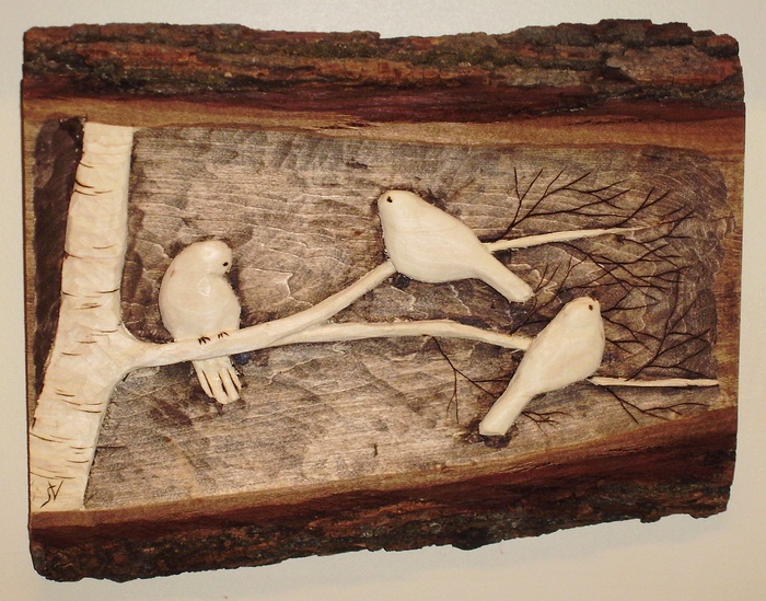 Chickadees Wood Carvings 