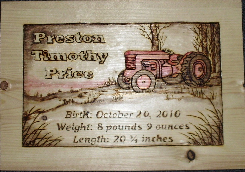 Tractor Birth Plaque Wood Carvings 