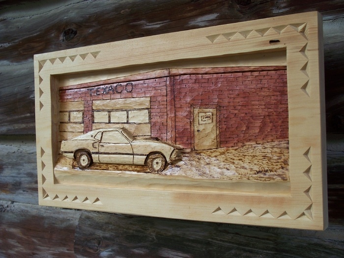 Deep Relief 1969 Ford Mustang FastBack          Wood Carvings 