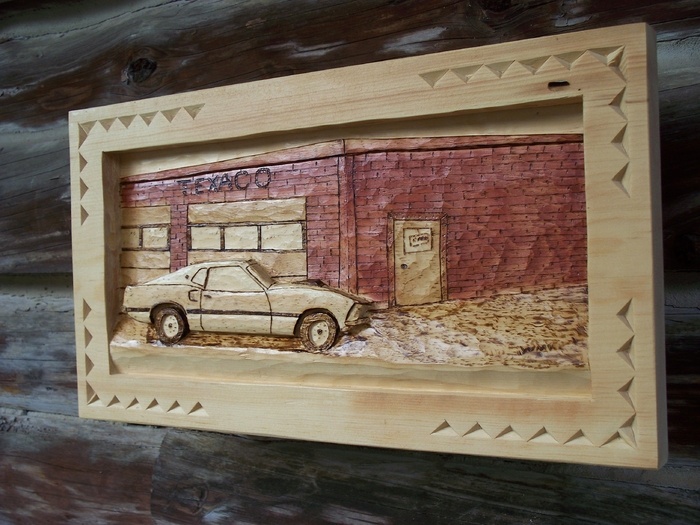 Deep Relief 1969 Ford Mustang FastBack         Wood Carvings 