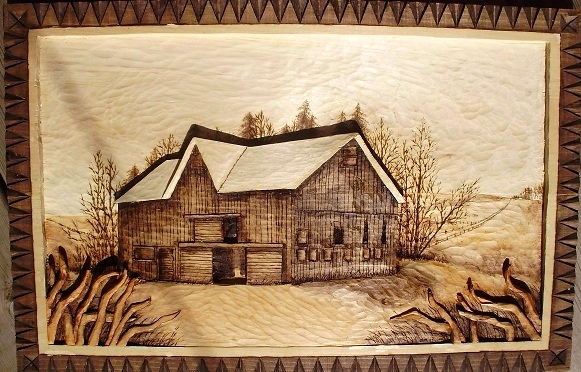 Hand Carved Kentucky Barn    Wood Carvings 