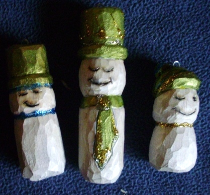 Hand Carved Snowman Collections Wood Carvings 