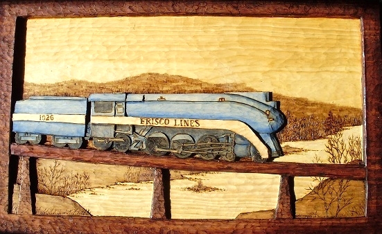 Hand Carved Frisco Locomotive 1026   Wood Carvings 