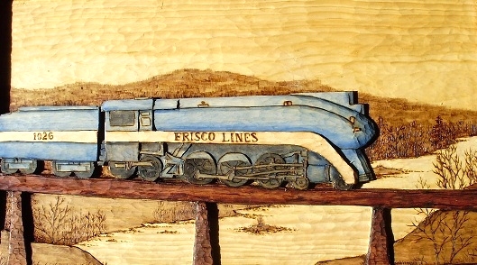 Hand Carved Frisco Locomotive 1026  SOLD Wood Carvings 