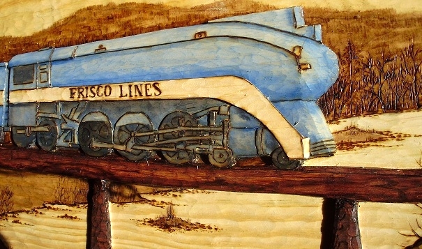 Hand Carved Frisco Locomotive 1026  SOLD Wood Carvings 