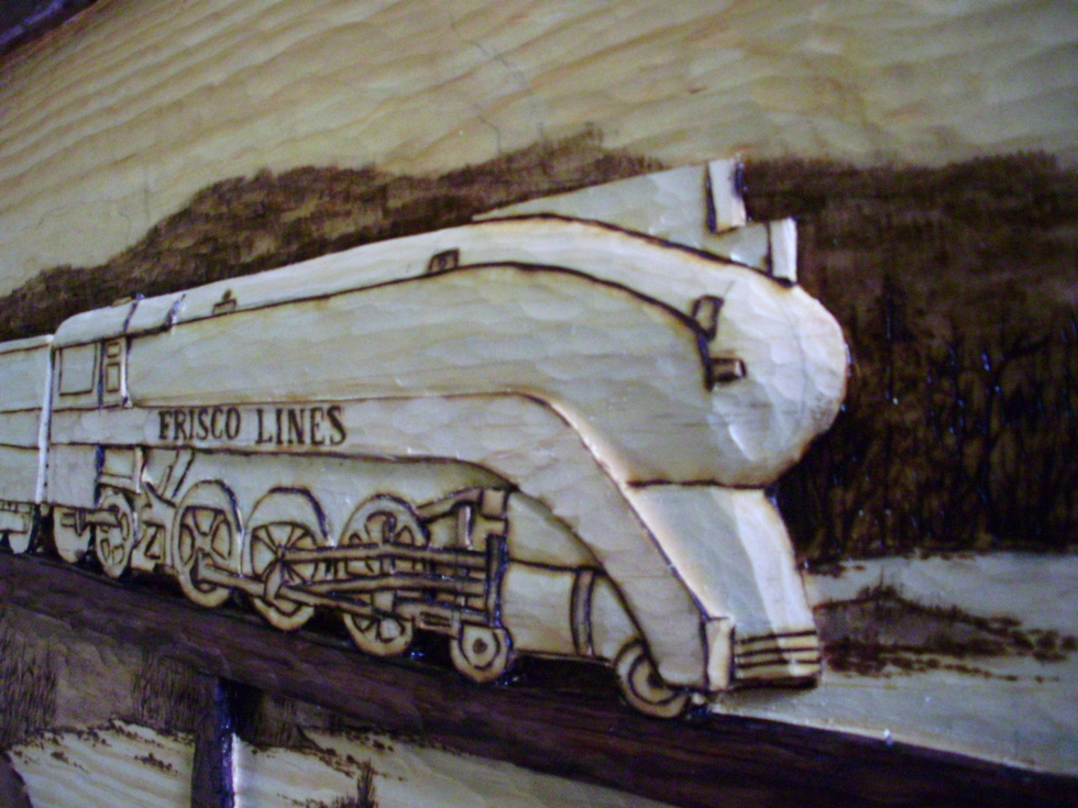Hand Carved Frisco Locomotive 1026  SOLD Wood Carvings 