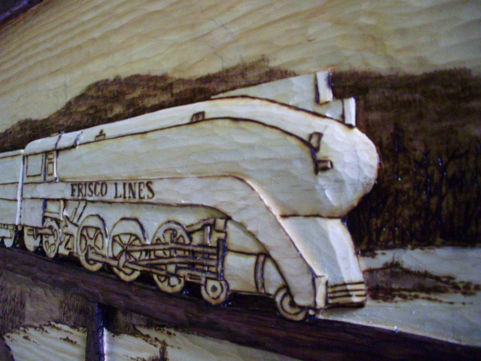 Hand Carved Frisco Locomotive 1026   Wood Carvings 