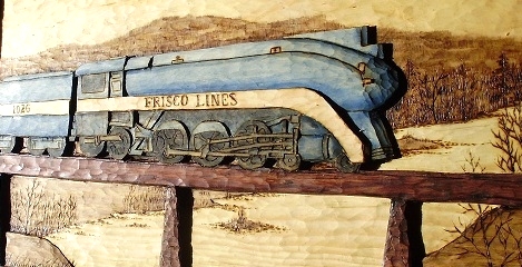 Hand Carved Frisco Locomotive 1026  SOLD Wood Carvings 