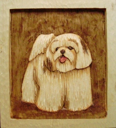 Hand Carved Shih Tzu Puppy sold Wood Carvings 