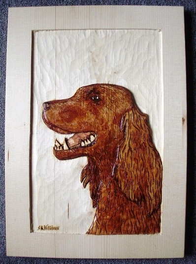 Hand Carved Irish Setter Wood Carvings 