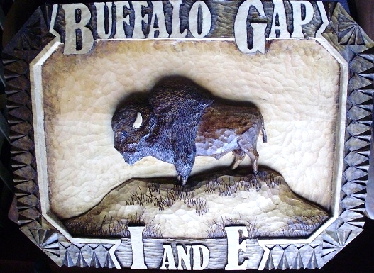 Hand Carved Buffalo Sign Wood Carvings 