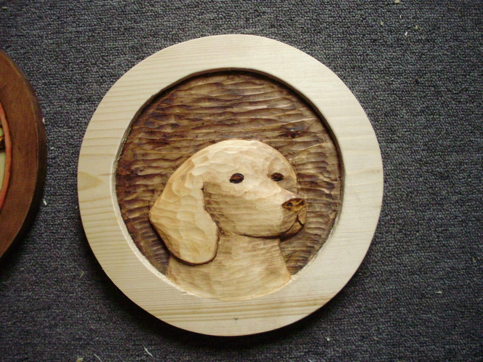 Handcarved Hound Puppy Wood Carvings 