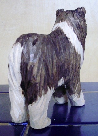 Hand Carved Collie Wood Carvings 