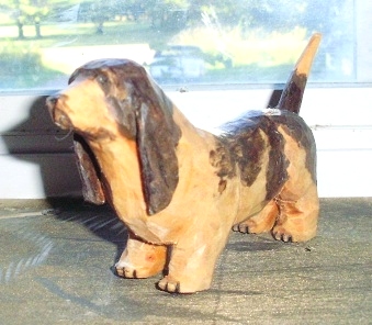 Hand Carved Basset Hound Wood Carvings 