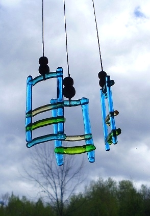 Wind Chimes with Hand Carved Flowers  Wood Carvings 