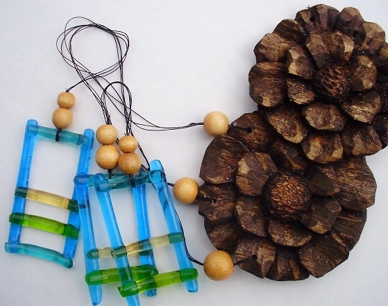 Wind Chimes with Hand Carved Flowers  Wood Carvings 