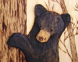Hand Carved Bear Cub  Wood Carvings 