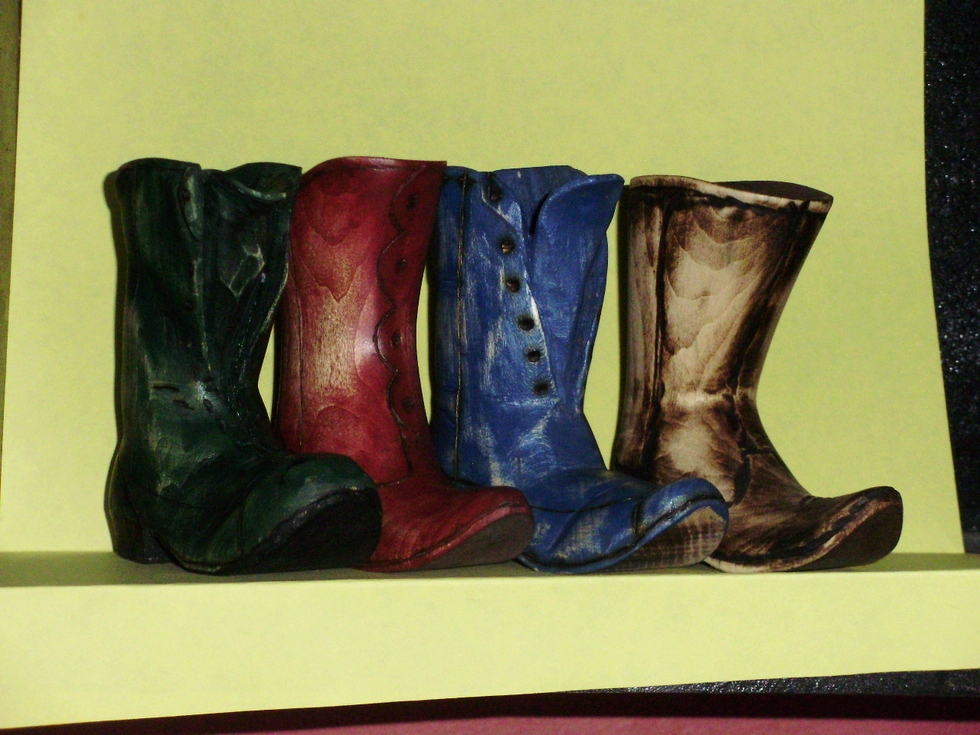 Hand Carved Boots Wood Carvings 