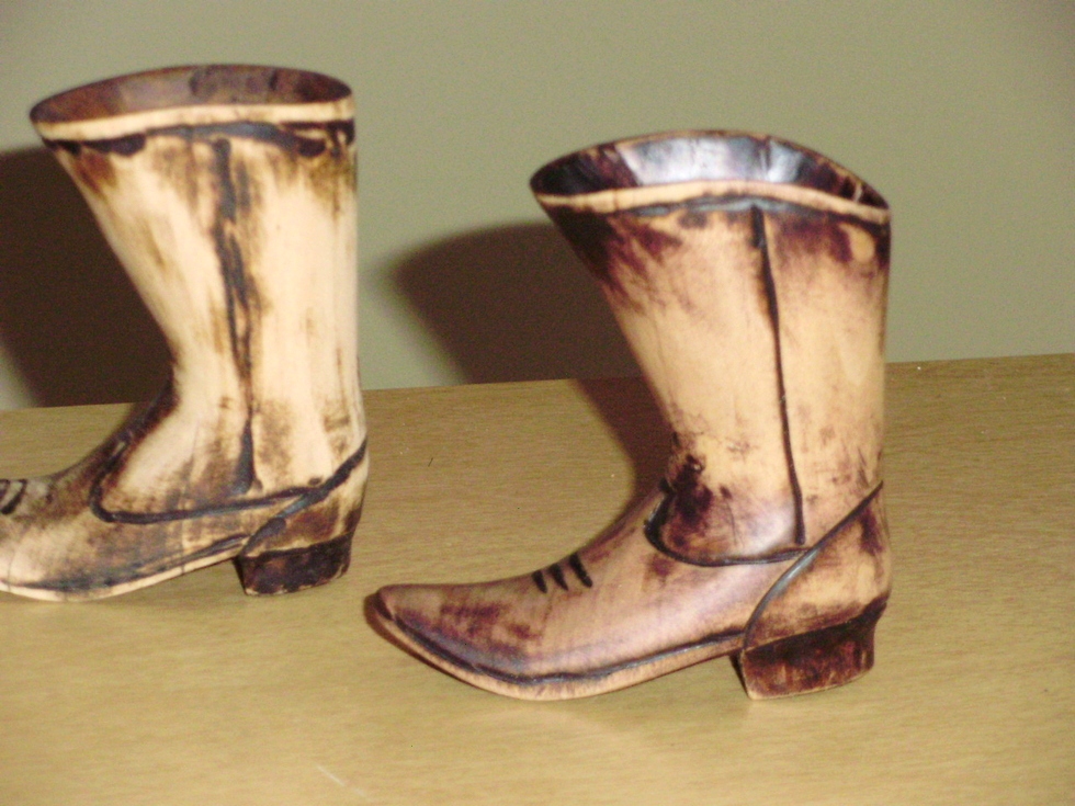 Hand Carved Boots Wood Carvings 