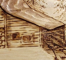 Wood Carving of the Old Barn on Center Drive Wood Carvings 