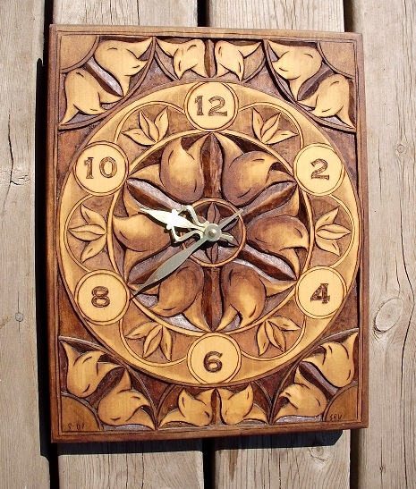 Han Carved Relief  Clock Wood Carvings 