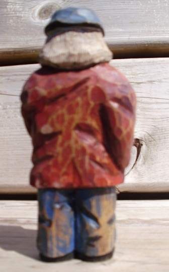 Carved wood Little Guy with Walking Stick Wood Carvings 