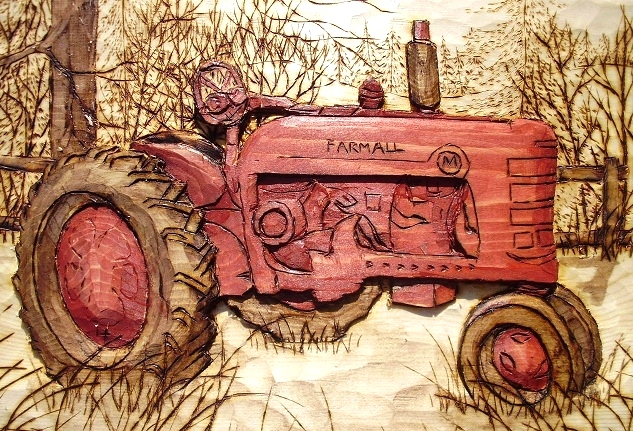 Wood Carving of Farmall Tractor Wood Carvings 