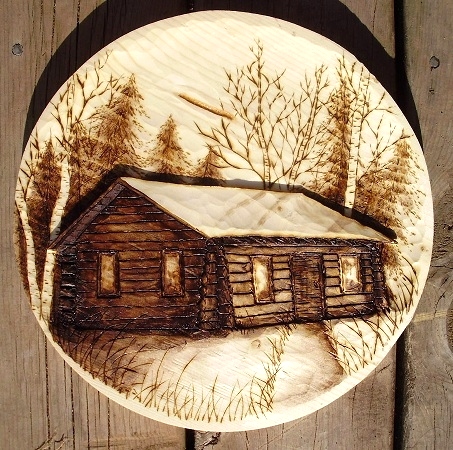 Hand Carved Log Cabin Wood Carvings 