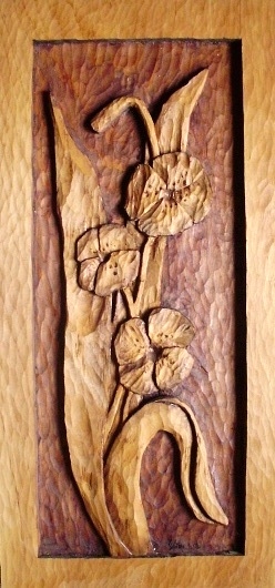 Hand Carved Tall Flowers Wood Carvings 
