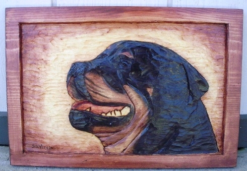 Hand Carved Guard Dog, Roxanne Wood Carvings 