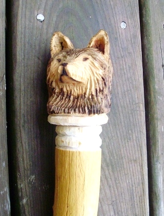 Hand Carved Wolf for Your Walking Stick Wood Carvings 