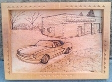 A Favorite Car Commemorated in a Relief Carving Wood Carvings 