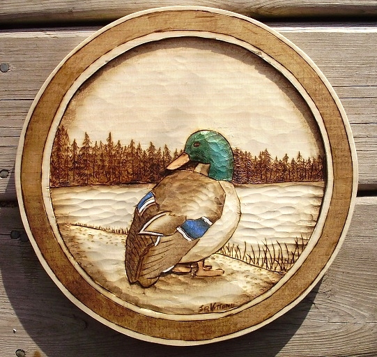 Hand Carved Mallard Duck Relief  Wood Carvings 