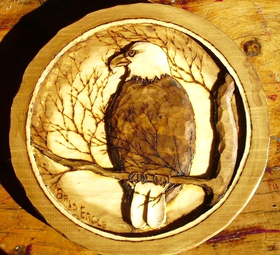 Hand Carved Relief of an Bald Eagle Wood Carvings 