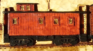 Hand Carved Caboose Relief Carving Wood Carvings 