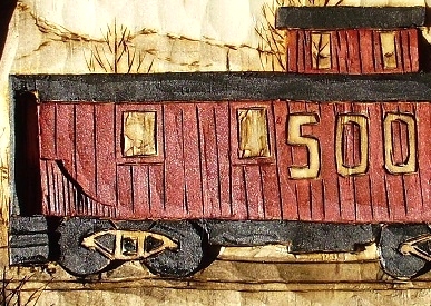 Hand Carved Caboose Wood Carvings 