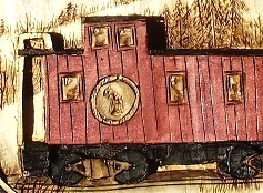 Hand Carved Caboose Wood Carvings 