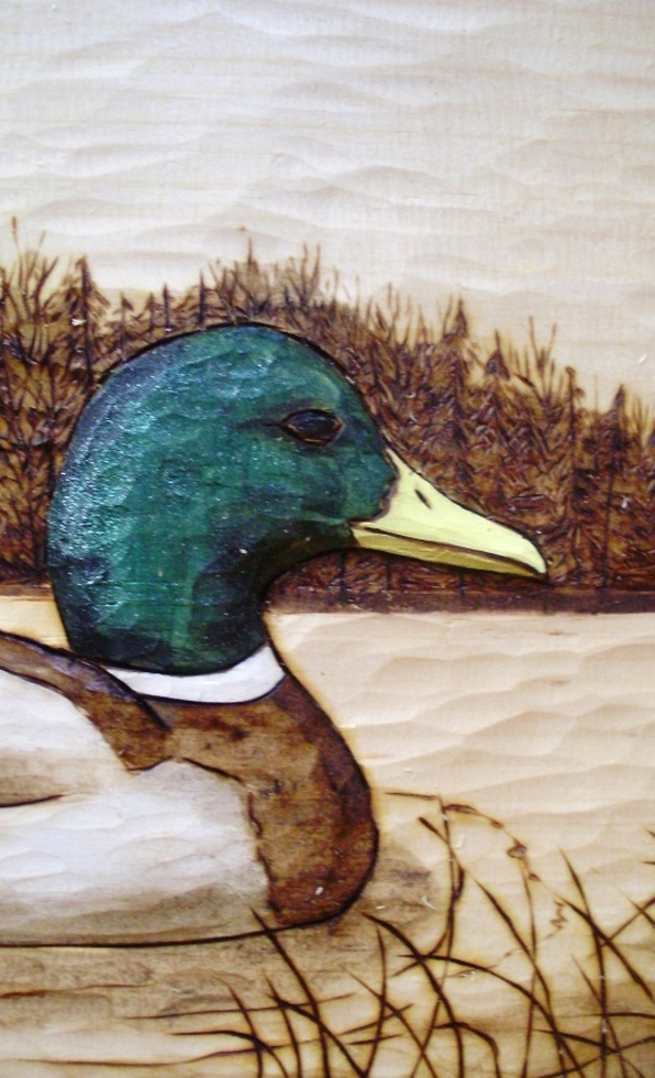 Hand Carved Mallard Relief Wood Carvings 