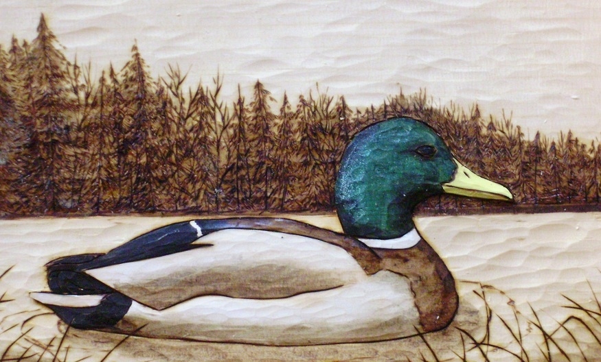 Hand Carved Mallard Relief Wood Carvings 