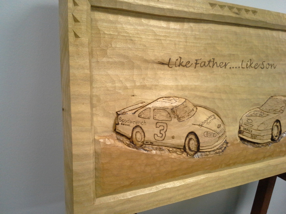 Like Father Like Son      NASCAR Carving Wood Carvings 