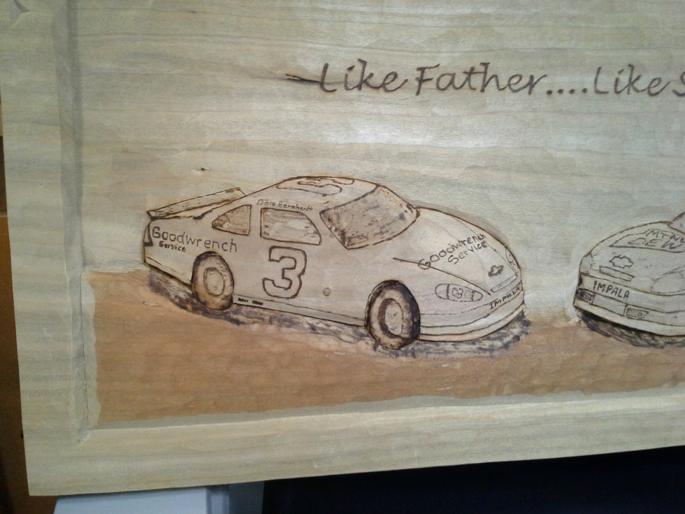 Like Father Like Son      NASCAR Carving Wood Carvings 