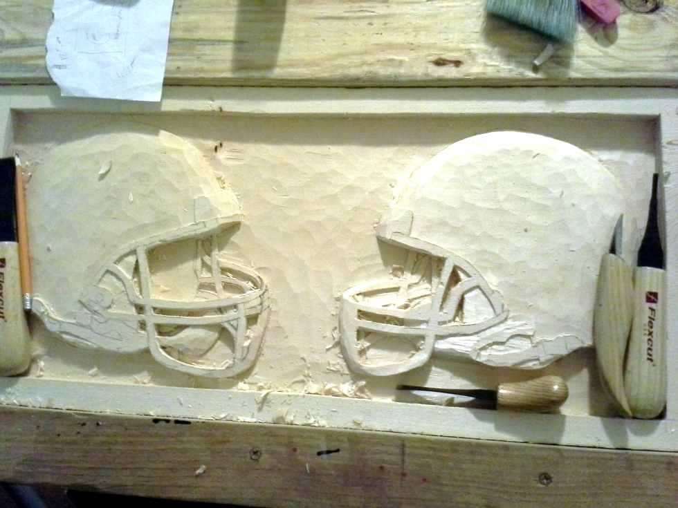  House Divided Greenbay and Chicago Carved Wall Plaque Wood Carvings 