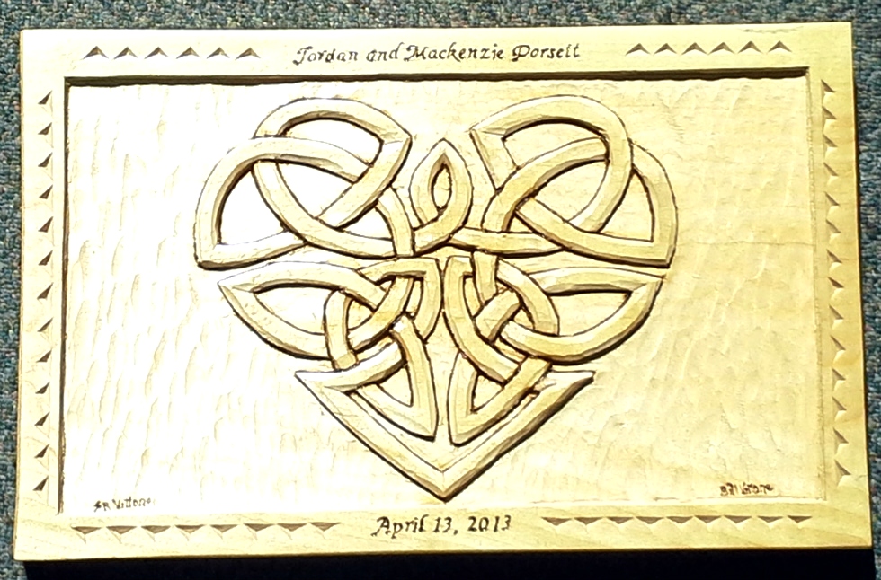 Hand Carved Celtic Heart Wood Carvings 