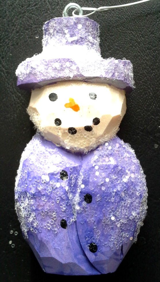 Hand Carved SnowMan Ornaments Wood Carvings 