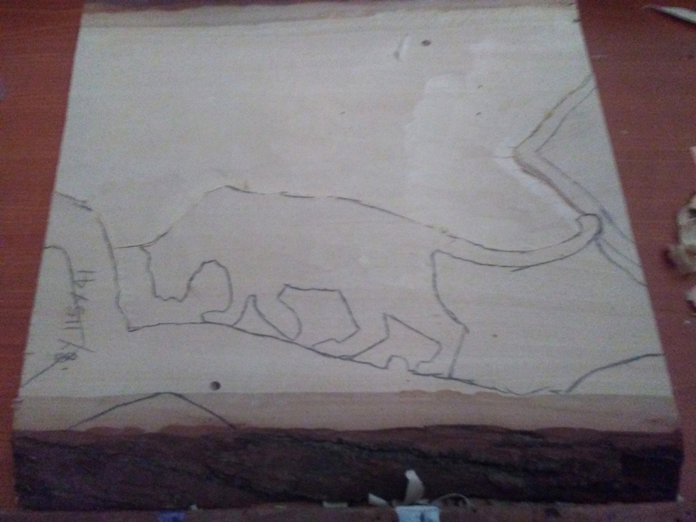 Carved Panther in tree Wood Carvings 