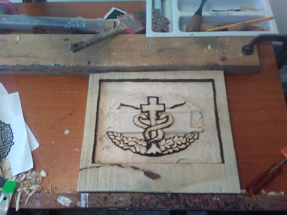 Medical Combat Badge Wood Carvings 