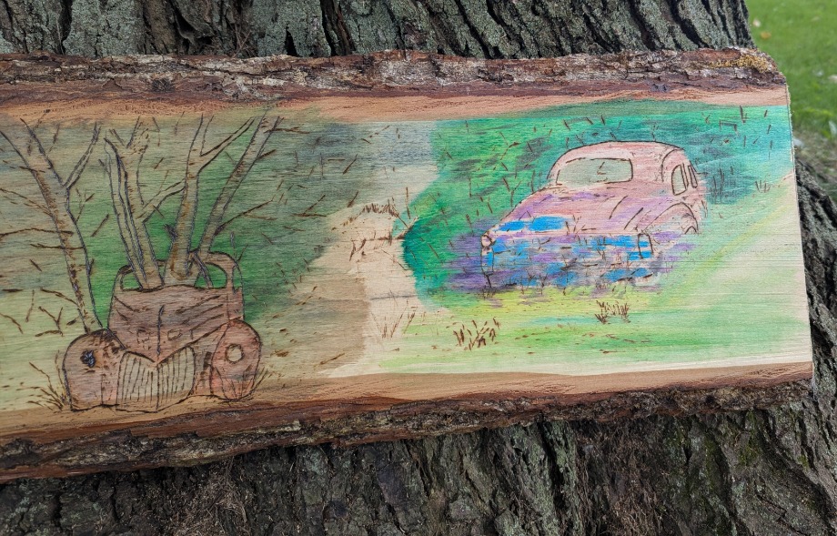 Abandoned Classic Cars Wood Carvings 